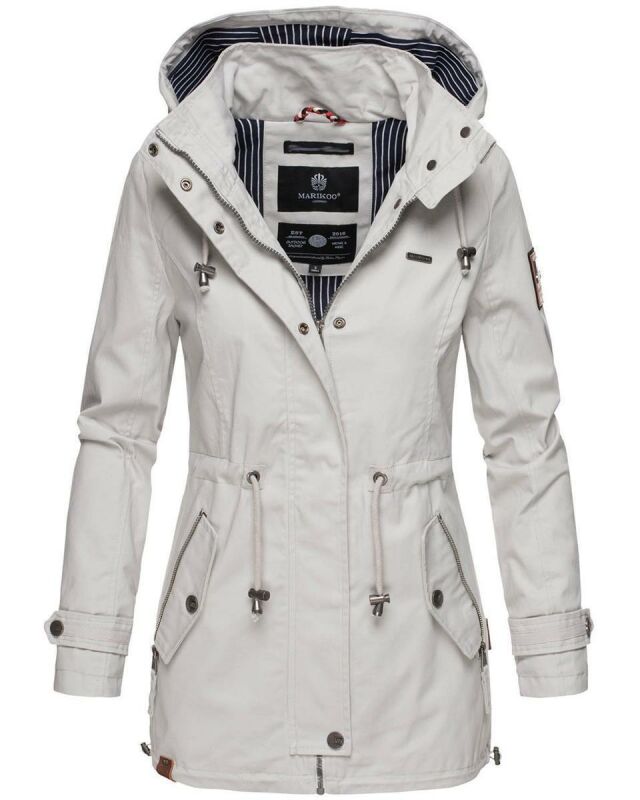 Marikoo Nyokoo leichte Damen Übergangs Jacke mit Kapuze B690  Hellgrau Größe XS - Gr. 34