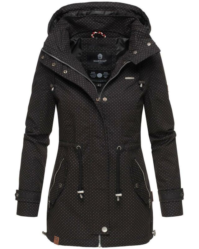 Marikoo Nyokoo leichte Damen Übergangs Jacke mit Kapuze B690  Schwarz Muster Größe XS - Gr. 34