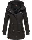 Marikoo Nyokoo leichte Damen Übergangs Jacke mit Kapuze B690  Schwarz Muster Größe XS - Gr. 34