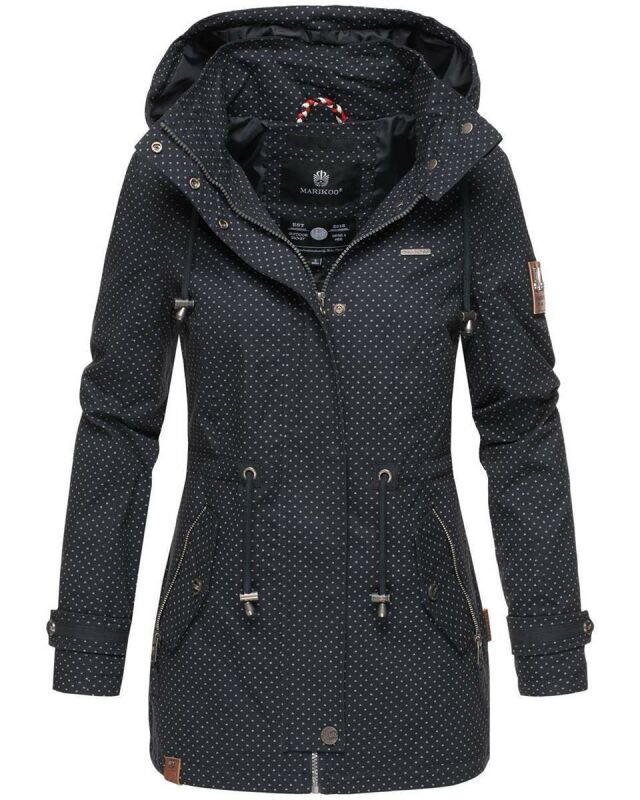 Marikoo Nyokoo leichte Damen Übergangs Jacke mit Kapuze B690  Navy Muster Größe M - Gr. 38