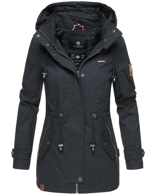 Marikoo Nyokoo leichte Damen Übergangs Jacke mit Kapuze B690  Navy Muster Größe XL - Gr. 42