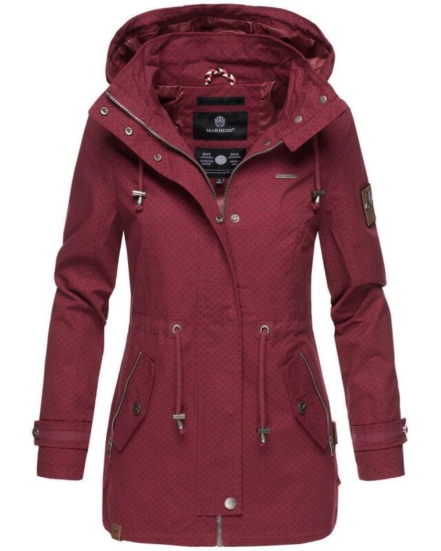 Marikoo Nyokoo leichte Damen Übergangs Jacke mit Kapuze B690  Bordeaux Muster Größe XS - Gr. 34