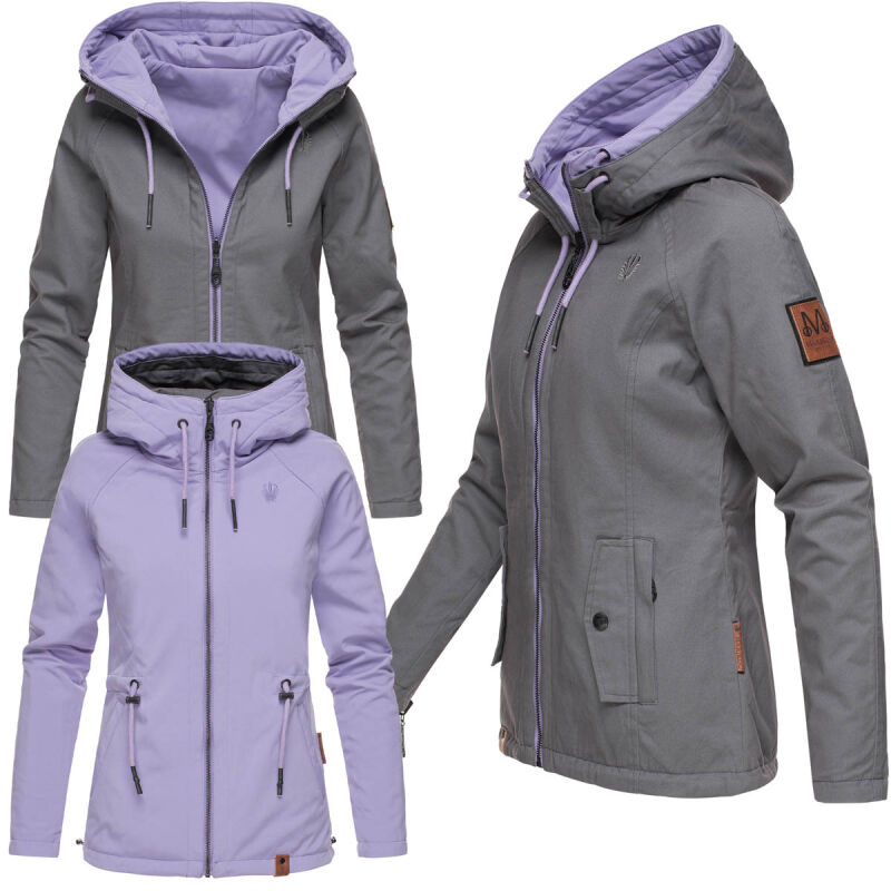 Marikoo Chuu leichte 2 in 1 Outdoor Damen Wendejacke mit Kapuze B691 Anthrazit Größe S - Gr. 36