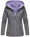 Marikoo Chuu leichte 2 in 1 Outdoor Damen Wendejacke mit Kapuze B691 Anthrazit Größe L - Gr. 40