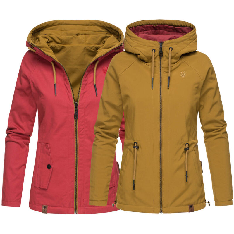 Marikoo Chuu leichte 2 in 1 Outdoor Damen Wendejacke mit Kapuze B691 Rot Größe S - Gr. 36