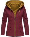 Marikoo Chuu leichte 2 in 1 Outdoor Damen Wendejacke mit Kapuze B691 Bordeaux Muster Größe XS - Gr. 34