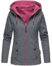 Marikoo Chuu leichte 2 in 1 Outdoor Damen Wendejacke mit Kapuze B691 Dunkelgrau Muster Größe S - Gr. 36