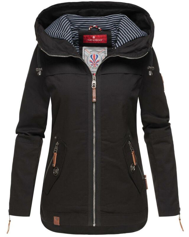 Navahoo Wekoo Damen Übergangs Jacke mit Kapuze B692 Schwarz  Größe XL - Gr. 42