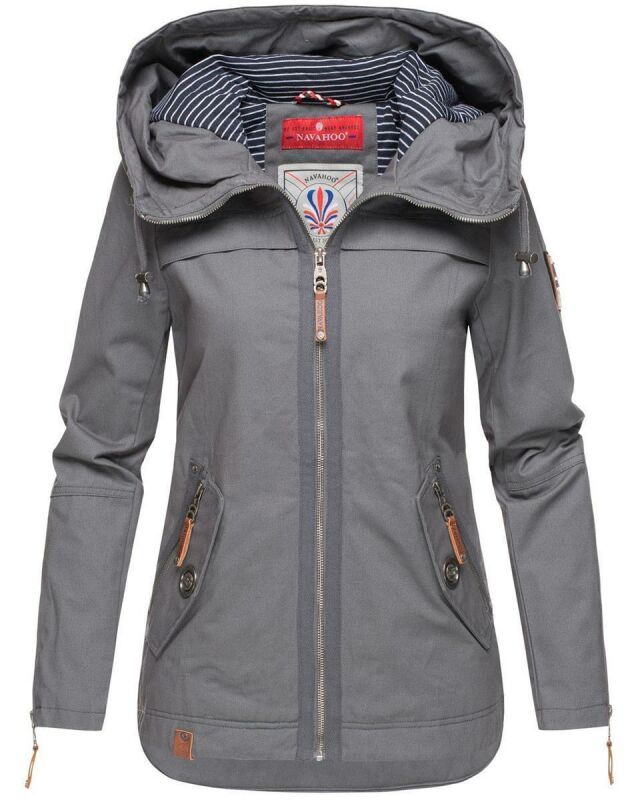 Navahoo Wekoo Damen Übergangs Jacke mit Kapuze B692 Anthrazit Größe M - Gr. 38