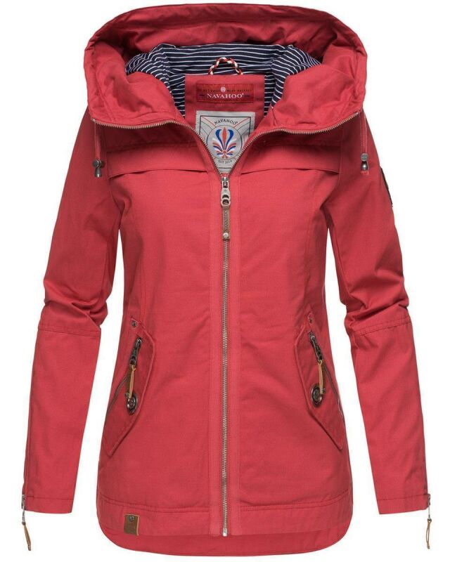 Navahoo Wekoo Damen Übergangs Jacke mit Kapuze B692 Rot Größe XS - Gr. 34