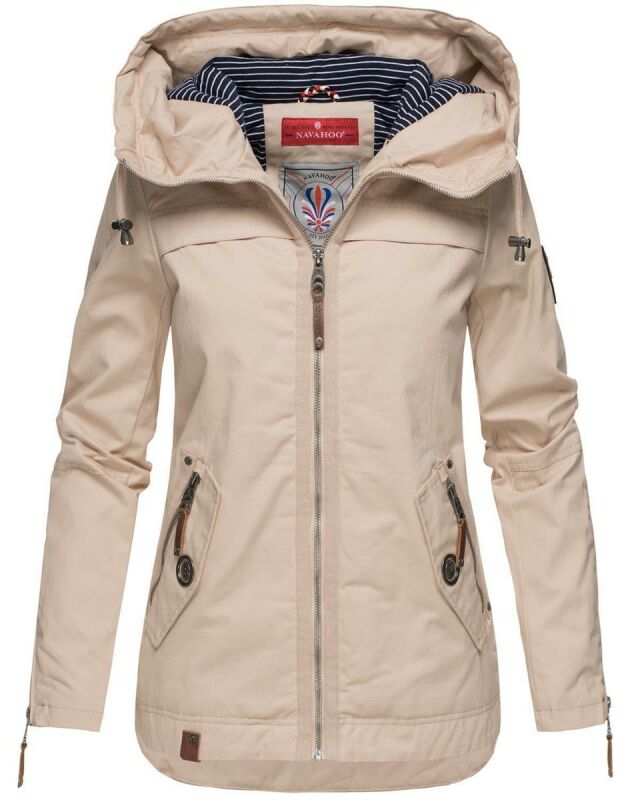 Navahoo Wekoo Damen Übergangs Jacke mit Kapuze B692 Beige Größe XS - Gr. 34