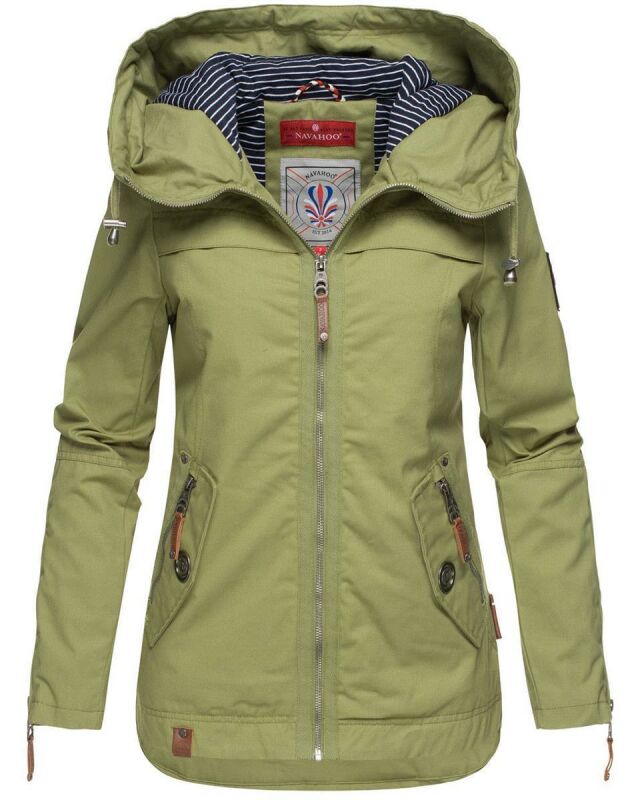 Navahoo Wekoo Damen Übergangs Jacke mit Kapuze B692 Grün Größe XS - Gr. 34