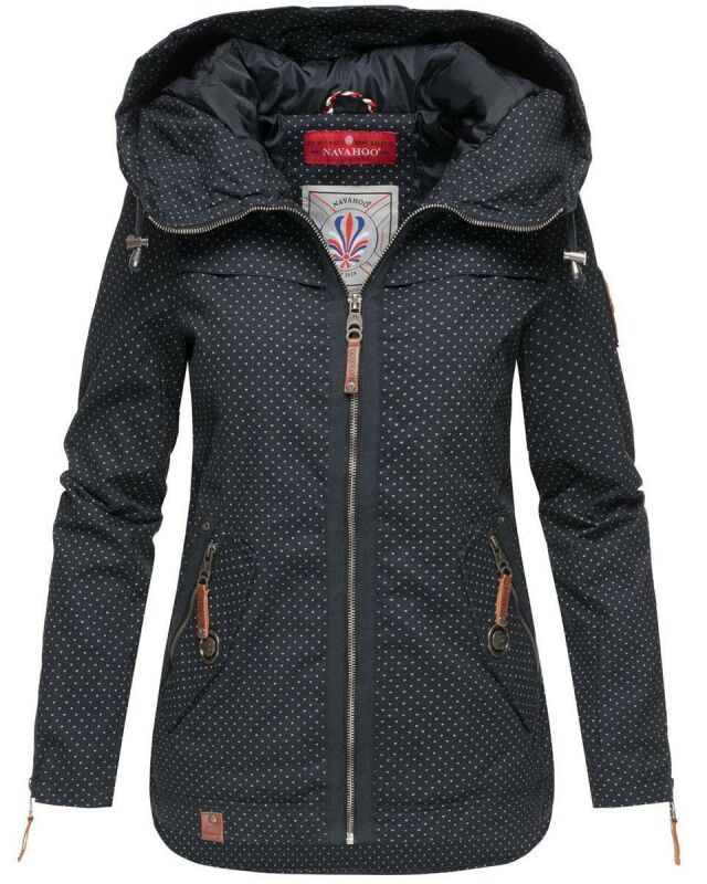 Navahoo Wekoo Damen Übergangs Jacke mit Kapuze B692 Navy Muster Größe S - Gr. 36