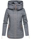 Navahoo Wekoo Damen Übergangs Jacke mit Kapuze B692 Dunkelgrau Muster Größe XS - Gr. 34