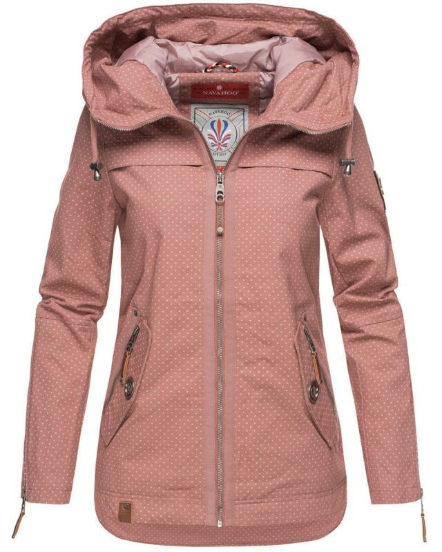 Navahoo Wekoo Damen Übergangs Jacke mit Kapuze B692 Rosa Muster Größe XS - Gr. 34
