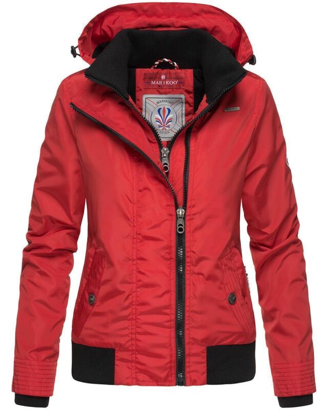 Marikoo Luyuu leichte Damen Übergangs Jacke mit Kapuze B695 Rot Größe XS - Gr. 34