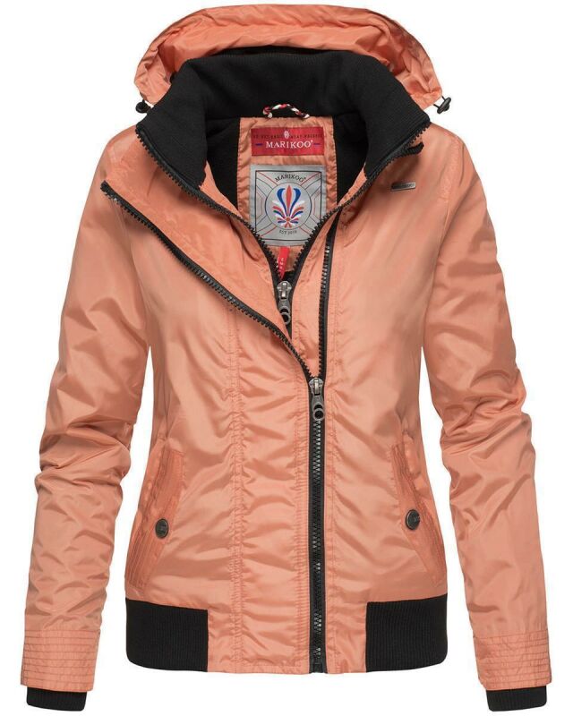Marikoo Luyuu leichte Damen Übergangs Jacke mit Kapuze B695 Peach Größe XS - Gr. 34