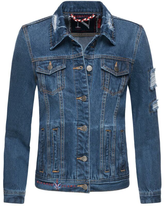 Navahoo Pamuyaa Damen Jeans Jacke B697 Blau Größe S - Gr. 36