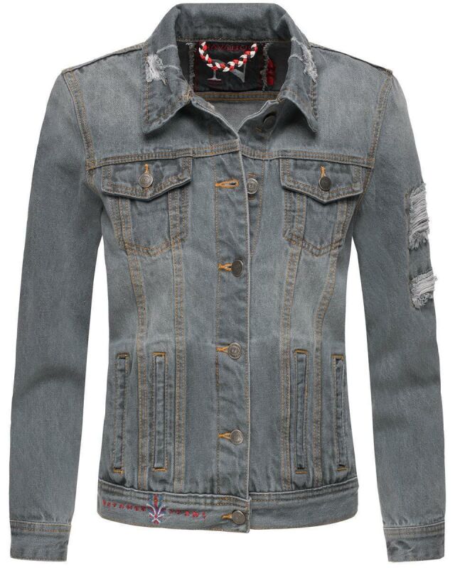 Navahoo Pamuyaa Damen Jeans Jacke B697 Grau Größe XS - Gr. 34