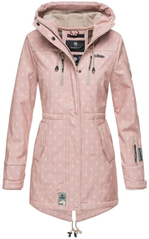 Marikoo Zimtzicke Damen Outdoor Softshell Jacke lang  B614 Rosa Muster Größe M - Gr. 38