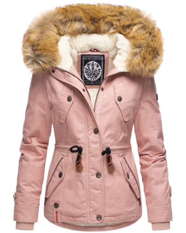 Navahoo Pearl Damen Winter Jacke mit Kunstfell B643 Rosa Größe S - Gr. 36