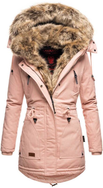 Navahoo Daria warme Damen Winterjacke Parka mit Kunstfell Kragen B380 Rosa Größe XXL - Gr. 44