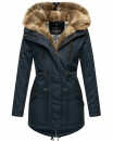 Navahoo Diamond warme Damen Winter Jacke lang mit Teddyfell B648 Navy Größe XS - Gr. 34