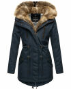 Navahoo Diamond warme Damen Winter Jacke lang mit Teddyfell B648 Navy Größe M - Gr. 38