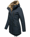 Navahoo Diamond warme Damen Winter Jacke lang mit Teddyfell B648 Navy Größe M - Gr. 38