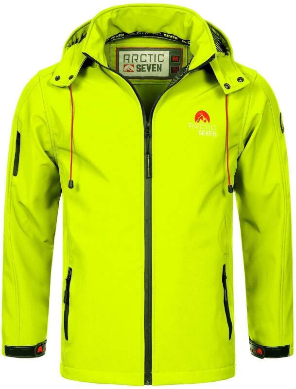 Arctic Seven Herren Designer Softshell Funktions Outdoor Jacke AS-087 Neongelb Größe XXXXXL - Gr. 5XL