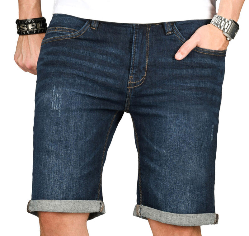 Indicode Herren Sommer Jeans Shorts kurze Hose B556 Mittelblau Größe S - Gr. S