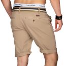 Indicode Herren Chino Shorts kurze Hose inkl. Gürtel B499 Greige-Größe L - Gr. L