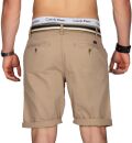 Indicode Herren Chino Shorts kurze Hose inkl. Gürtel B499 Greige-Größe L - Gr. L