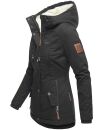 Marikoo Bikoo Damen Teddyfell gefüttert Winterjacke B802 Schwarz Größe M - Gr. 38