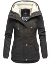 Marikoo Bikoo Damen Teddyfell gefüttert Winterjacke B802 Anthrazit Größe S - Gr. 36