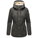 Marikoo Bikoo Damen Teddyfell gefüttert Winterjacke B802 Anthrazit Größe XXL - Gr. 44