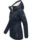 Marikoo Bikoo Damen Teddyfell gefüttert Winterjacke B802 Navy Größe S - Gr. 36