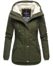 Marikoo Bikoo Damen Teddyfell gefüttert Winterjacke B802 Grün Größe M - Gr. 38