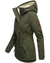 Marikoo Bikoo Damen Teddyfell gefüttert Winterjacke B802 Grün Größe M - Gr. 38