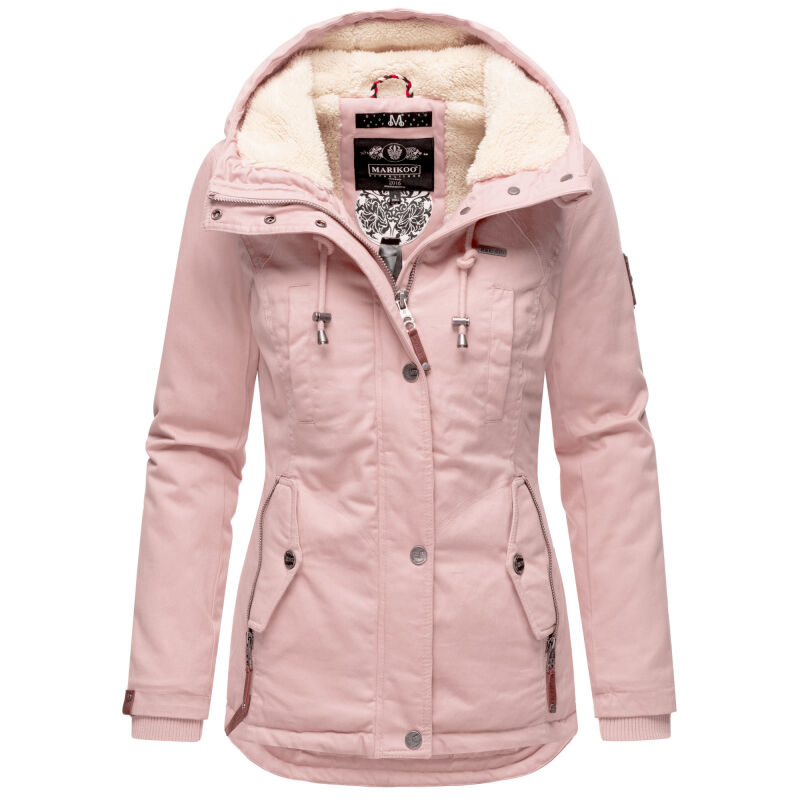 Marikoo Bikoo Damen Teddyfell gefüttert Winterjacke B802 Rosa Größe XL - Gr. 42