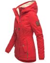 Marikoo Bikoo Damen Teddyfell gefüttert Winterjacke B802 Rot Größe XS - Gr. 34