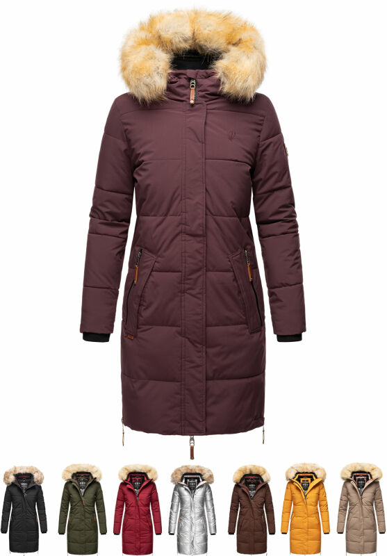 Navahoo Halina Damen Winter Steppmantel mit Kunstfell B803