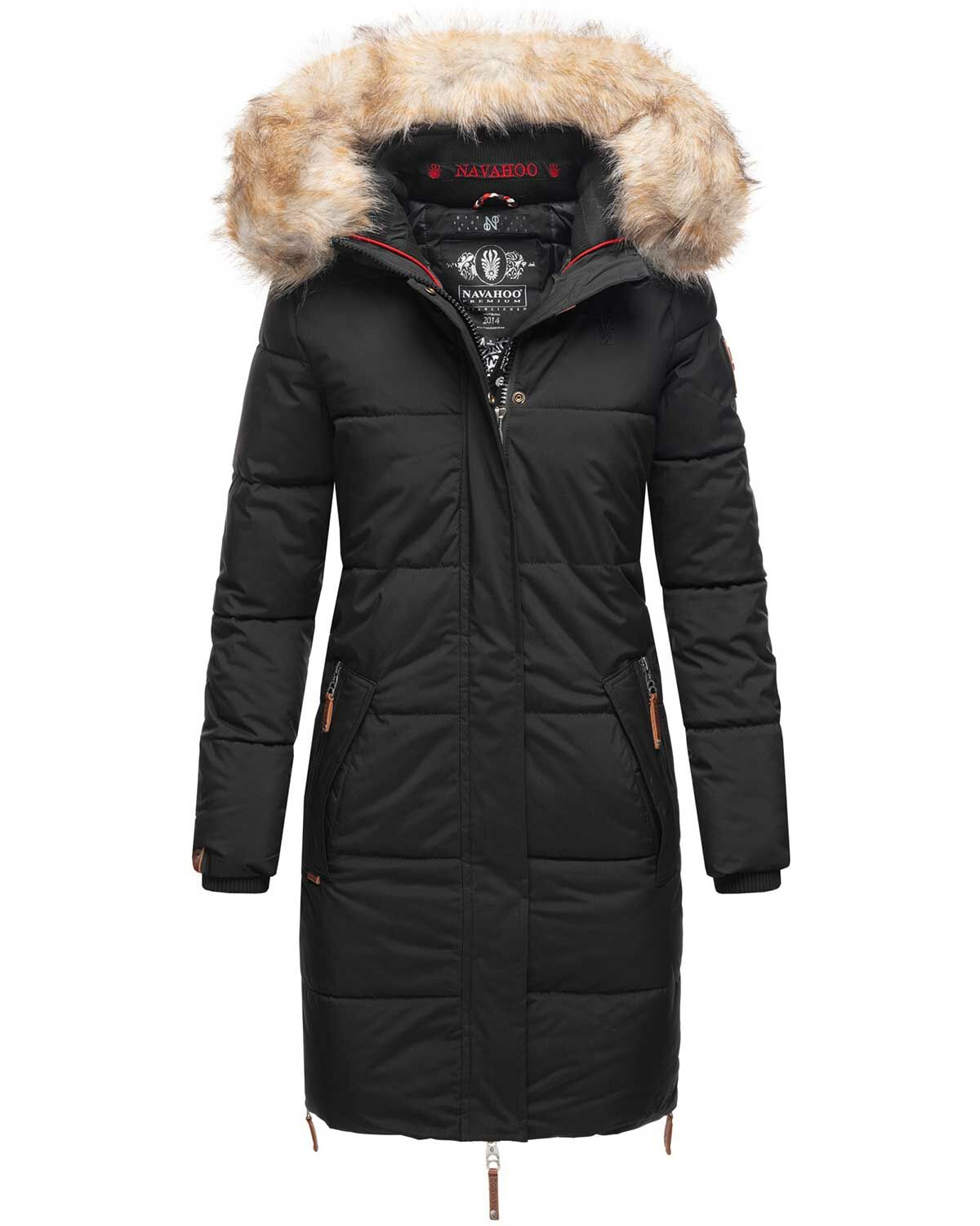 Langer Thermo Mantel Damen Wintermantel Damen Lang Warm Gefüttert Mit Fellkapuze – Elegante Steppjacke Thermo Mantel