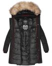 Navahoo Halina Damen Winter Steppmantel mit Kunstfell B803 Schwarz Größe L - Gr. 40