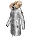 Navahoo Halina Damen Winter Steppmantel mit Kunstfell B803 Silber Größe XL - Gr. 42