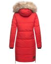 Navahoo Halina Damen Winter Steppmantel mit Kunstfell B803 Rot Größe S - Gr. 36