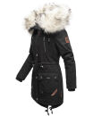 Navahoo Honigfee warme Damen Winter Jacke mit Kapuze und Kunstfell B805 Schwarz Größe XS - Gr. 34