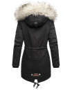 Navahoo Honigfee warme Damen Winter Jacke mit Kapuze und Kunstfell B805 Schwarz Größe XS - Gr. 34