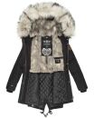 Navahoo Honigfee warme Damen Winter Jacke mit Kapuze und Kunstfell B805 Schwarz Größe XS - Gr. 34