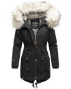 Navahoo Honigfee warme Damen Winter Jacke mit Kapuze und Kunstfell B805 Schwarz Größe S - Gr. 36